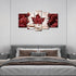 5 Pieces Modern Canvas Painting Wall Art  Flag Of Canada Constructed Of Maple Leaves White Birch Bark Country Symbol